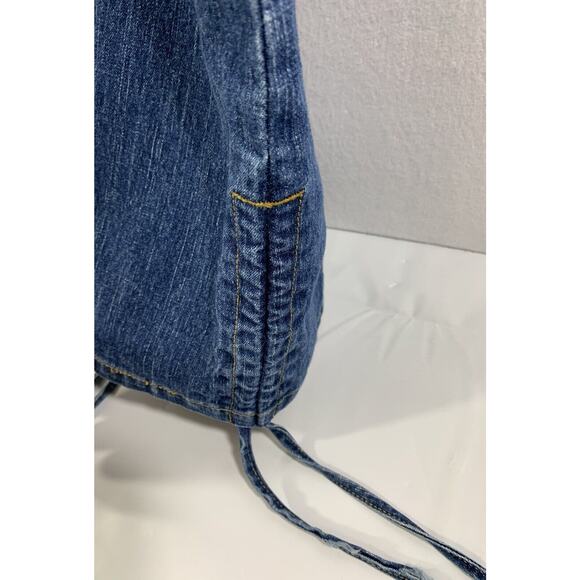 Old Skool Jeans Womens Plus Sz 22 Drawstring Side Bottom Blue‎ Denim Zip Pockets - Picture 11 of 14